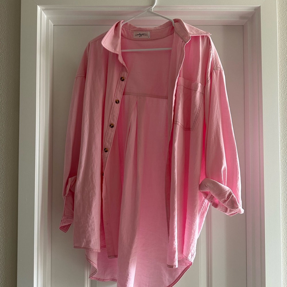 Carly Jean Los Angeles Light Pink Button-Down Shirt